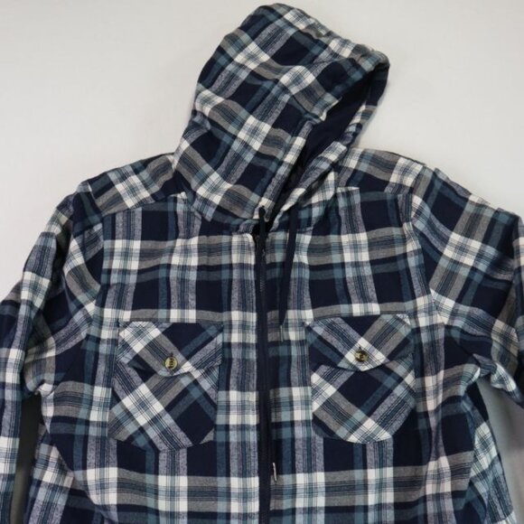 Plaid Mens Lined Utility Jacket XXL U.S. Life Hooded Pockets Long Sleeve Coat - Picture 2 of 9